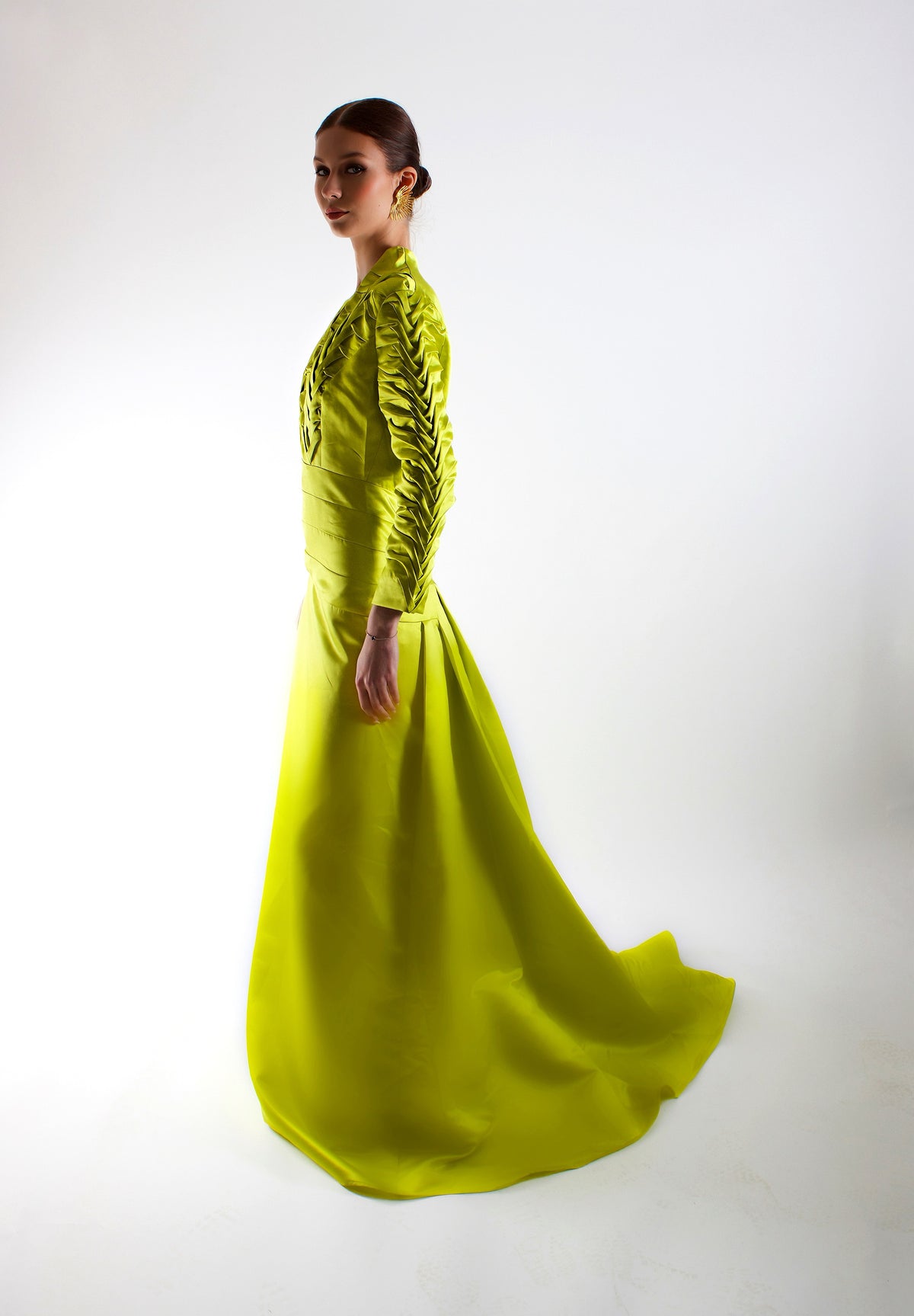 Maxi smocked dress.
Chartreuse maxi dress