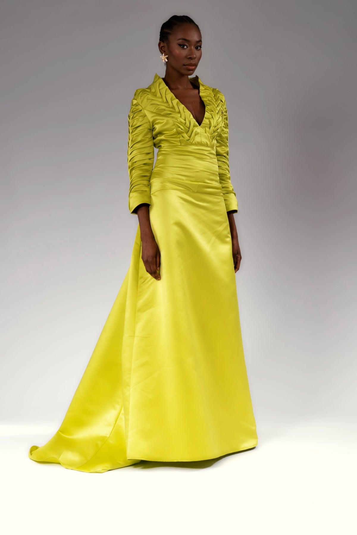 Maxi smocked dress.
Chartreuse maxi dress