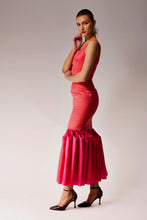 Load image into Gallery viewer, Pink and Orange Pleated dress.
Pleated Dress.
Midi dress.