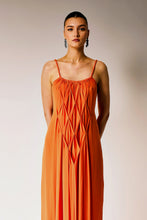 Load image into Gallery viewer, Smocked Orange maxi dress.
Low back maxi dress.
Smocked Dress.
Orange dress.
