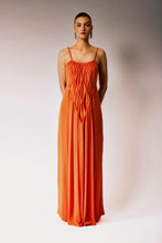 Load image into Gallery viewer, Smocked Orange maxi dress.
Low back maxi dress.
Smocked Dress.
Orange dress.
