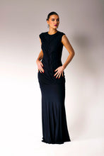 Load image into Gallery viewer, Smocked Dress.
Navy blue bamboo dress.
Maxi bamboo dress.