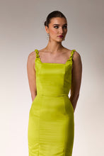Load image into Gallery viewer, Chartreuse Dress.
Smocked detailed strand