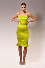 Load image into Gallery viewer, Chartreuse Dress.
Smocked detailed strand