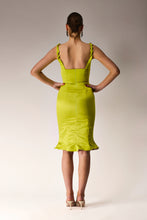 Load image into Gallery viewer, Chartreuse Dress.
Smocked detailed strand