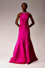 Load image into Gallery viewer, Maxi pink satin duchess evening dress.
Embellished pink dress.
Pink evening dress