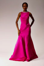Load image into Gallery viewer, Maxi pink satin duchess evening dress.
Embellished pink dress.
Pink evening dress