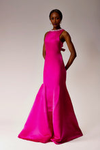 Load image into Gallery viewer, Maxi pink satin duchess evening dress.
Embellished pink dress.
Pink evening dress