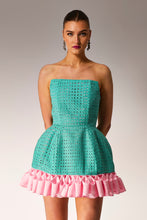 Load image into Gallery viewer, Hand woven Aso Oke Mini dress
Mini dress
Mint and pink mini dress