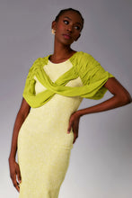 Load image into Gallery viewer, Hand smocked crisscross sleeve with a textured patterned fabric
