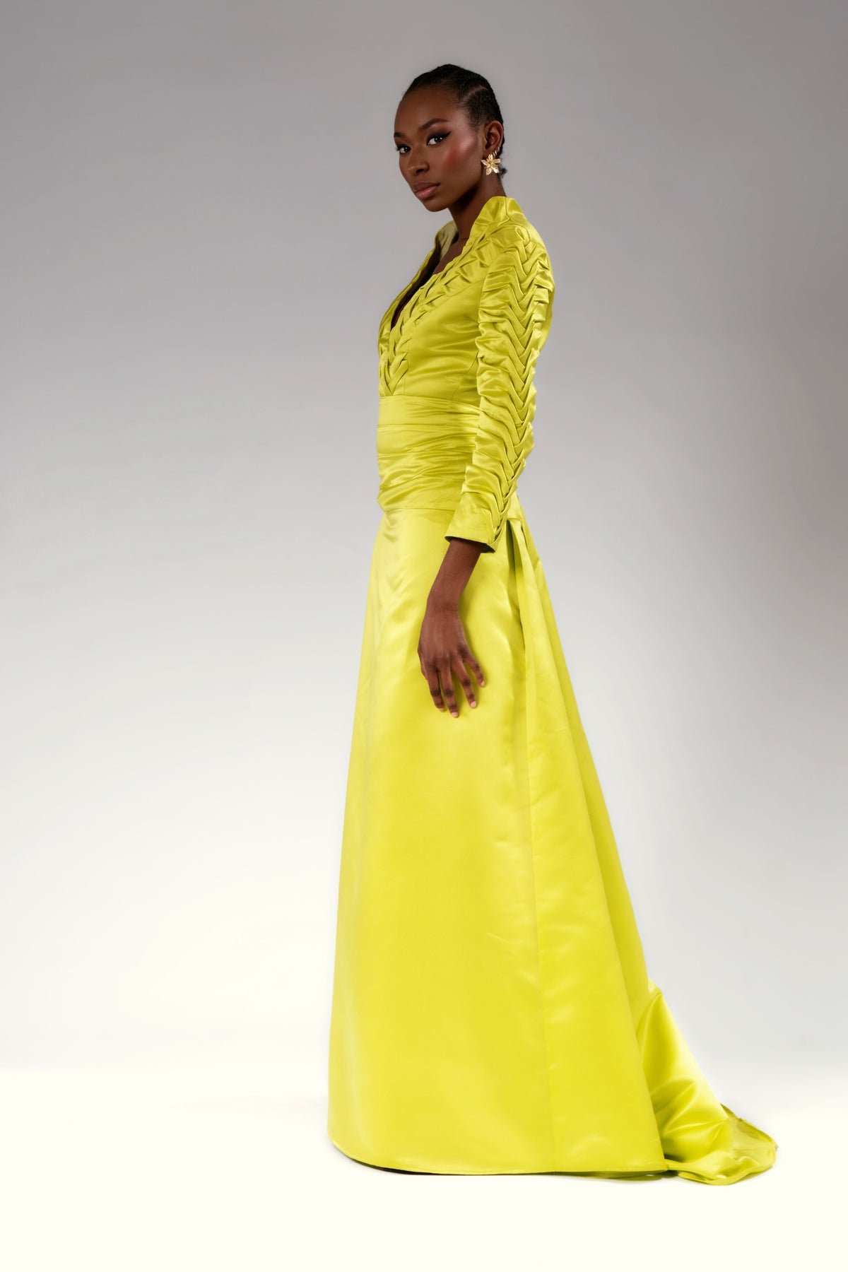 Maxi smocked dress.
Chartreuse maxi dress